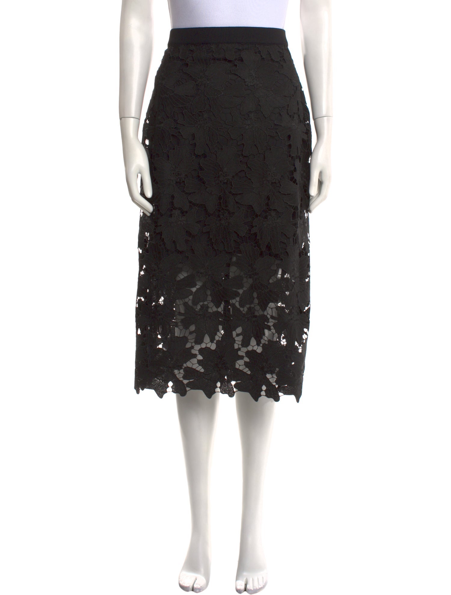 St. John Lace Pattern Midi Length Skirt