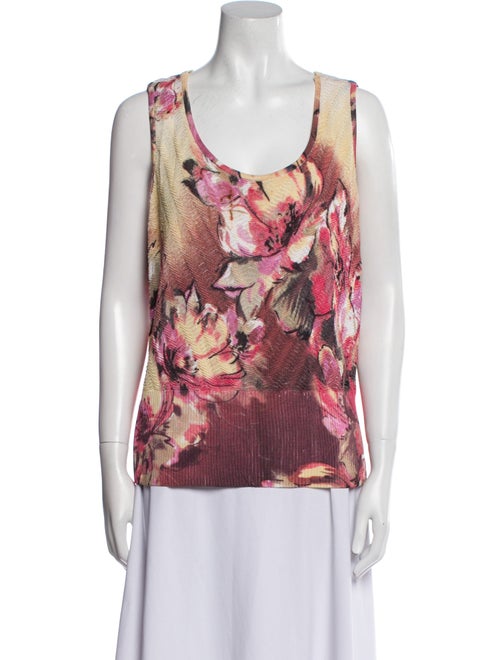 St. John Printed Scoop Neck Top