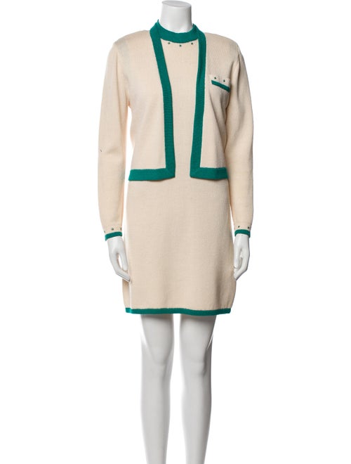 St. John Wool Colorblock Pattern Dress Set