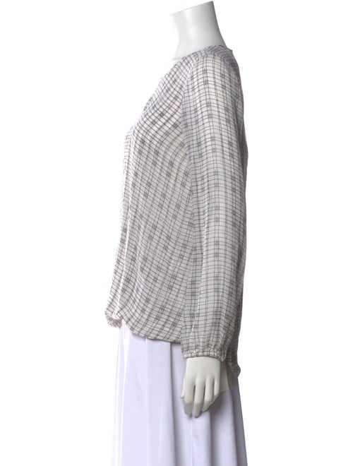 St. John Silk Plaid Print Blouse