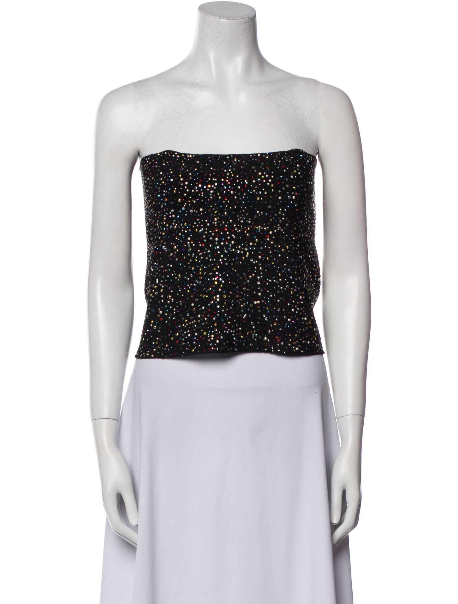 St. John Printed Strapless Crop Top