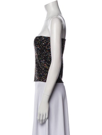 St. John Printed Strapless Crop Top