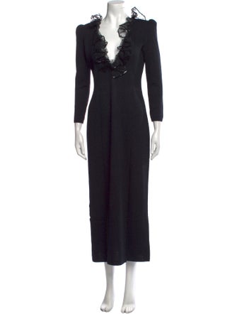 St. John V-Neck Midi Length Dress