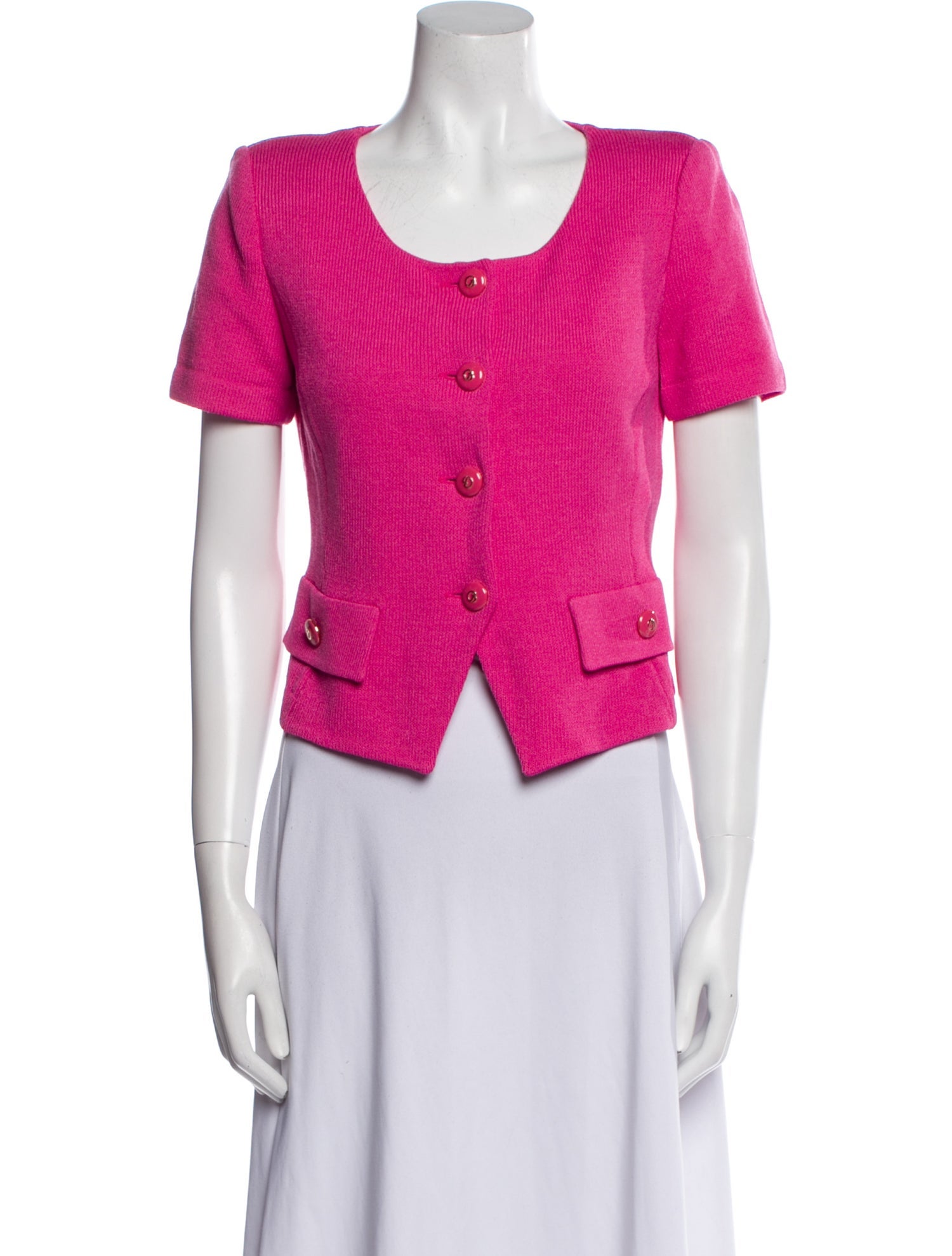 St. John Collection Scoop Neck Short Sleeve Crop Top