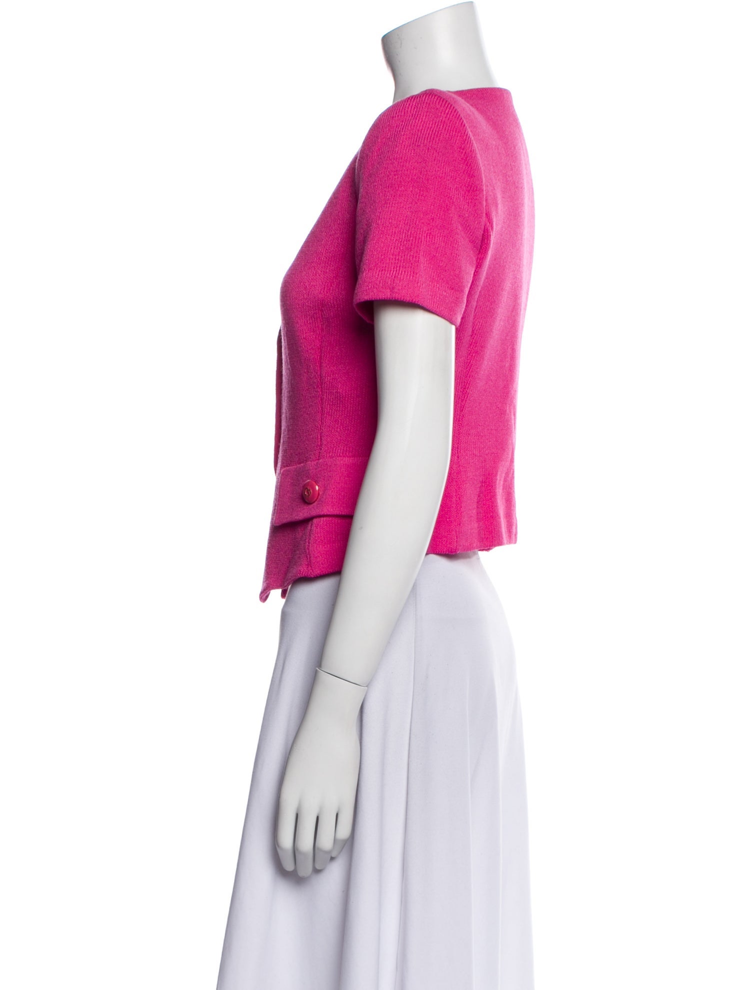 St. John Collection Scoop Neck Short Sleeve Crop Top