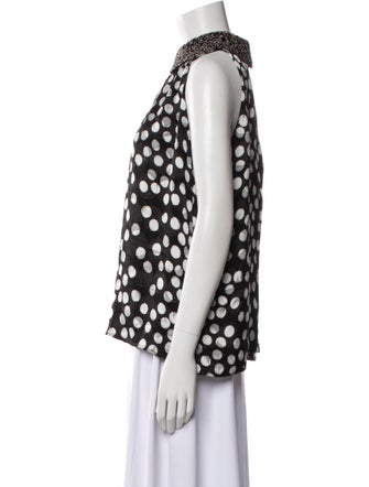 St. John Polka Dot Print Mock Neck Blouse