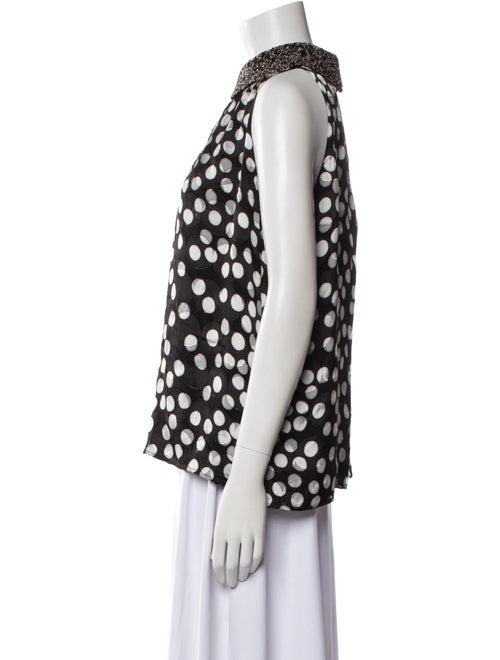St. John Polka Dot Print Mock Neck Blouse