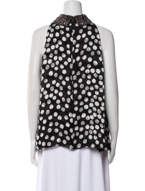 St. John Polka Dot Print Mock Neck Blouse