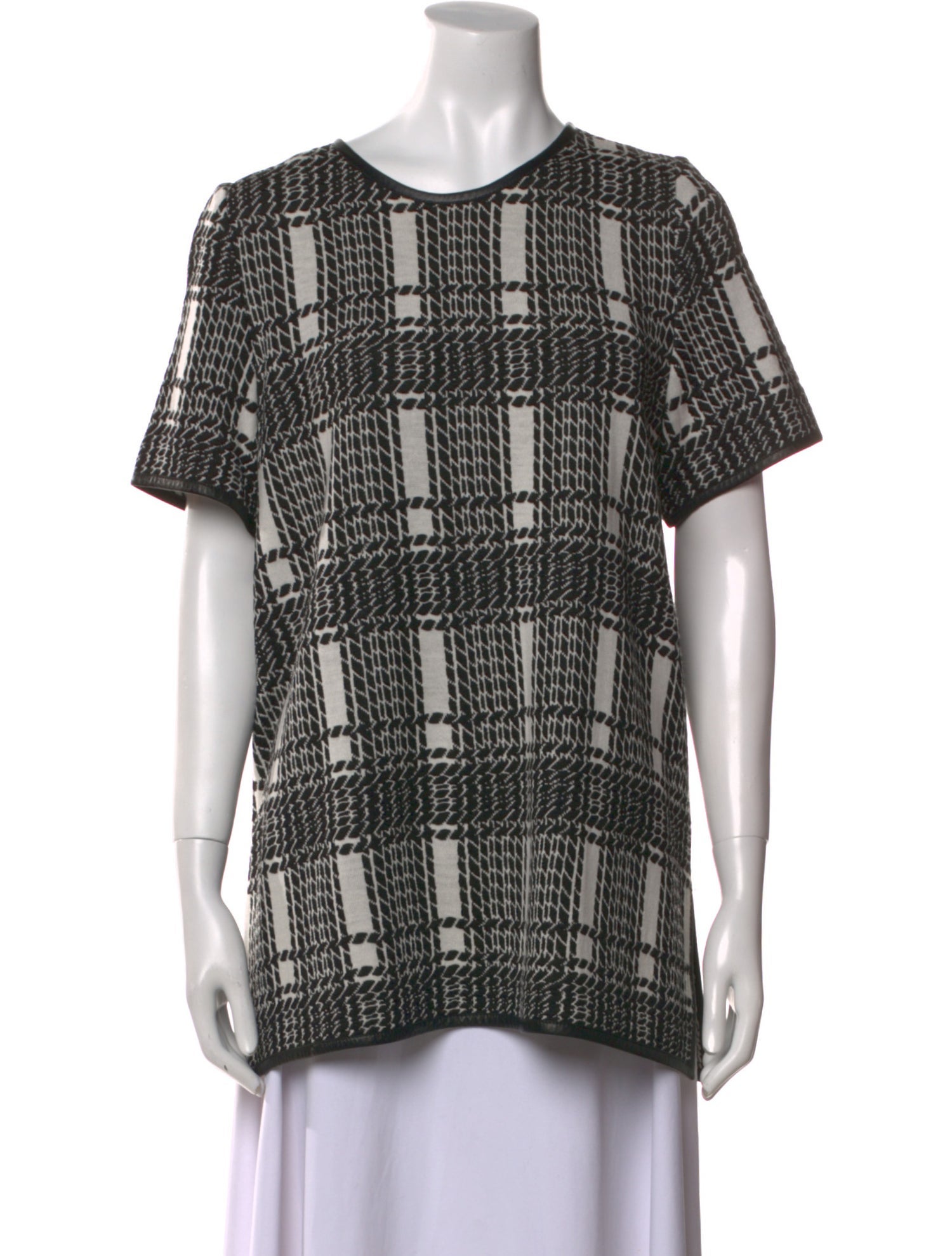 St. John Plaid Print Scoop Neck Sweater