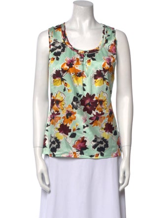 St. John Silk Floral Print Top