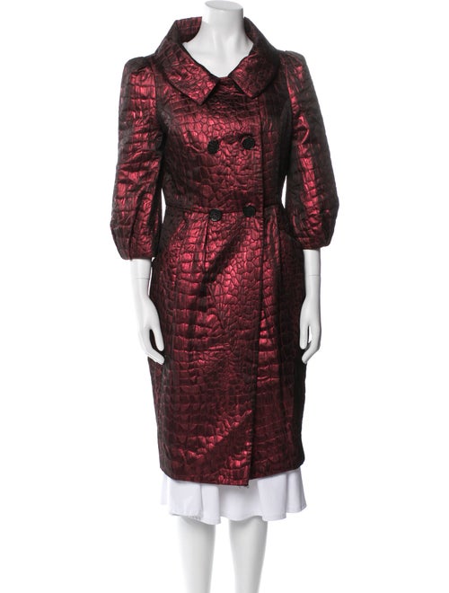 St. John Silk Printed Trench Coat