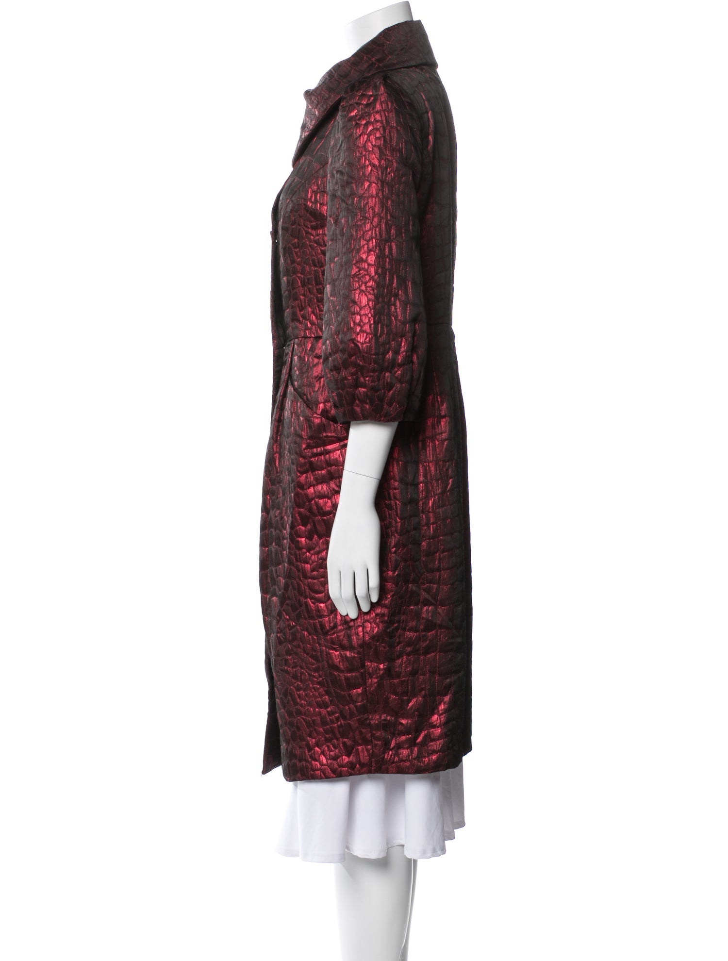 St. John Silk Printed Trench Coat