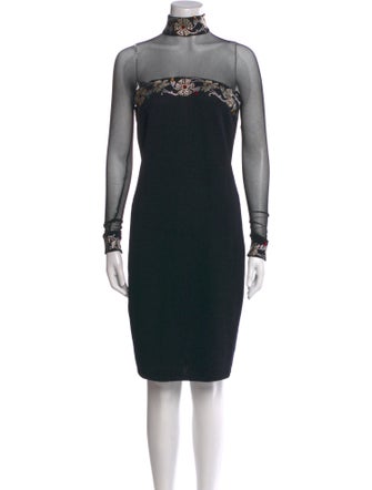 St. John Mock Neck Knee-Length Dress