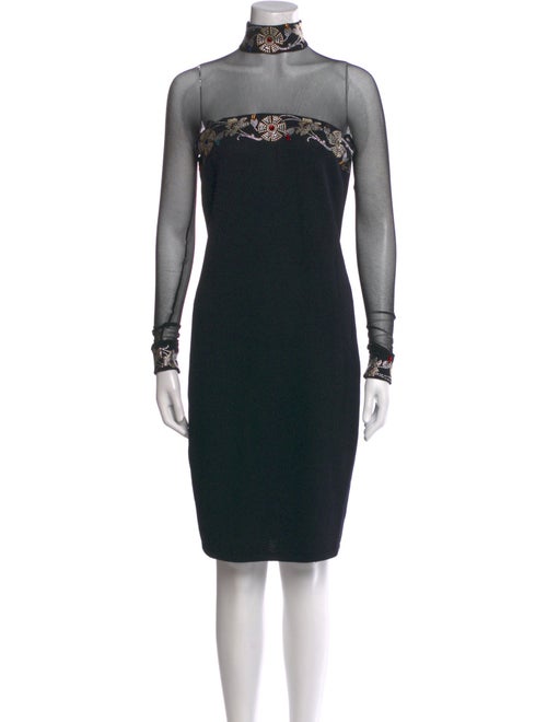 St. John Mock Neck Knee-Length Dress