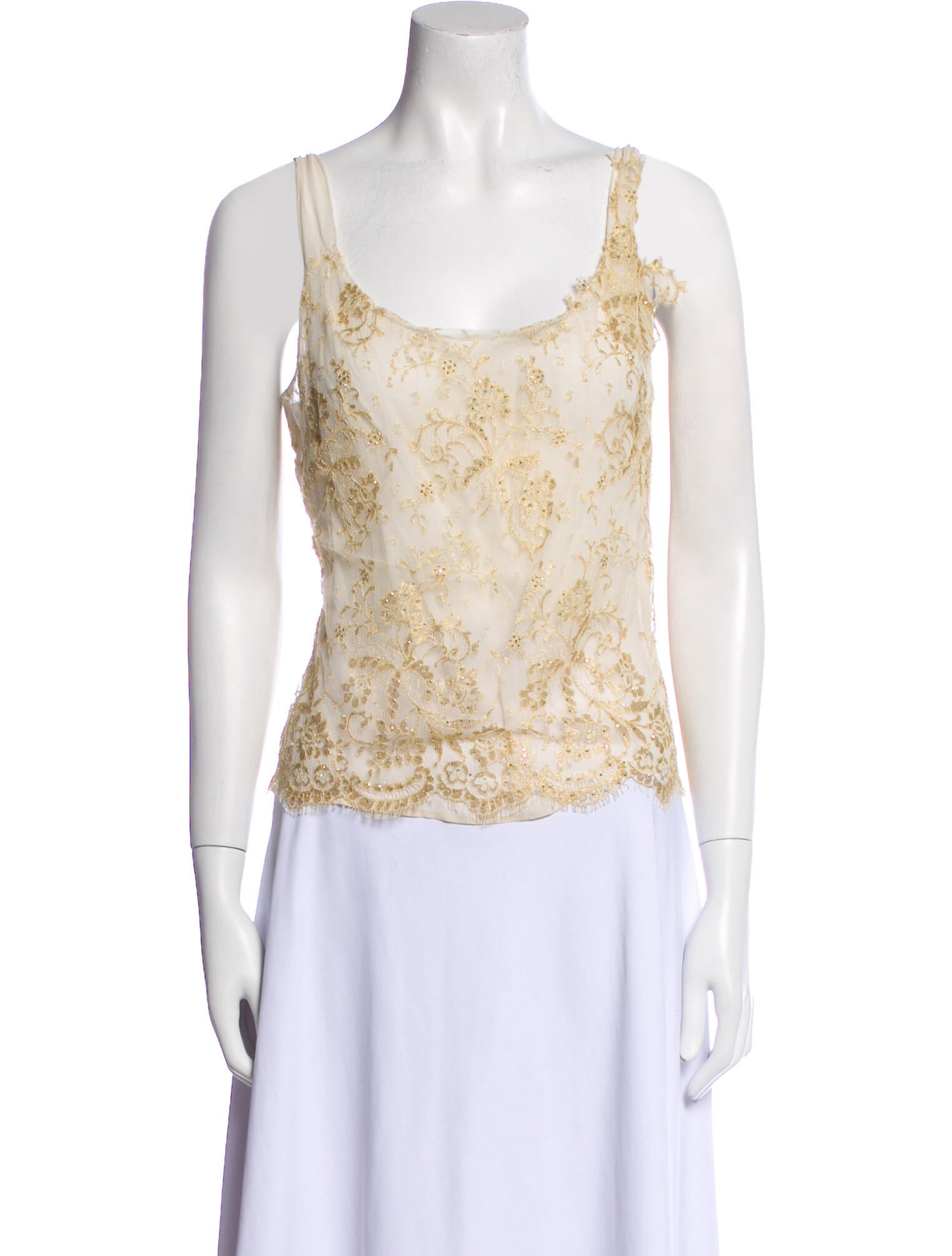 St. John Silk Lace Pattern Top
