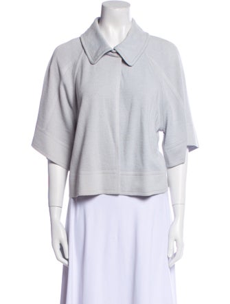 St. John Wool Three-Quarter Sleeve Crop Top