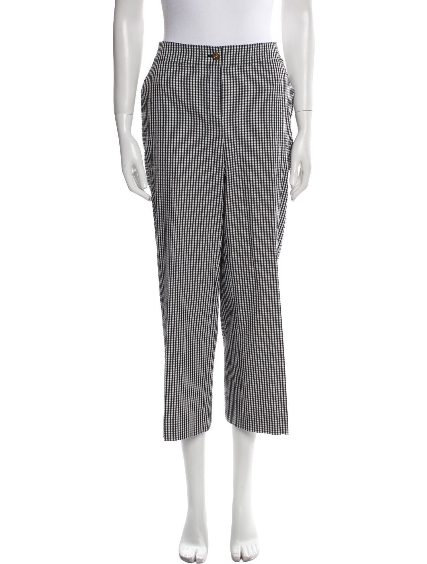 St. John Plaid Print Wide Leg Pants