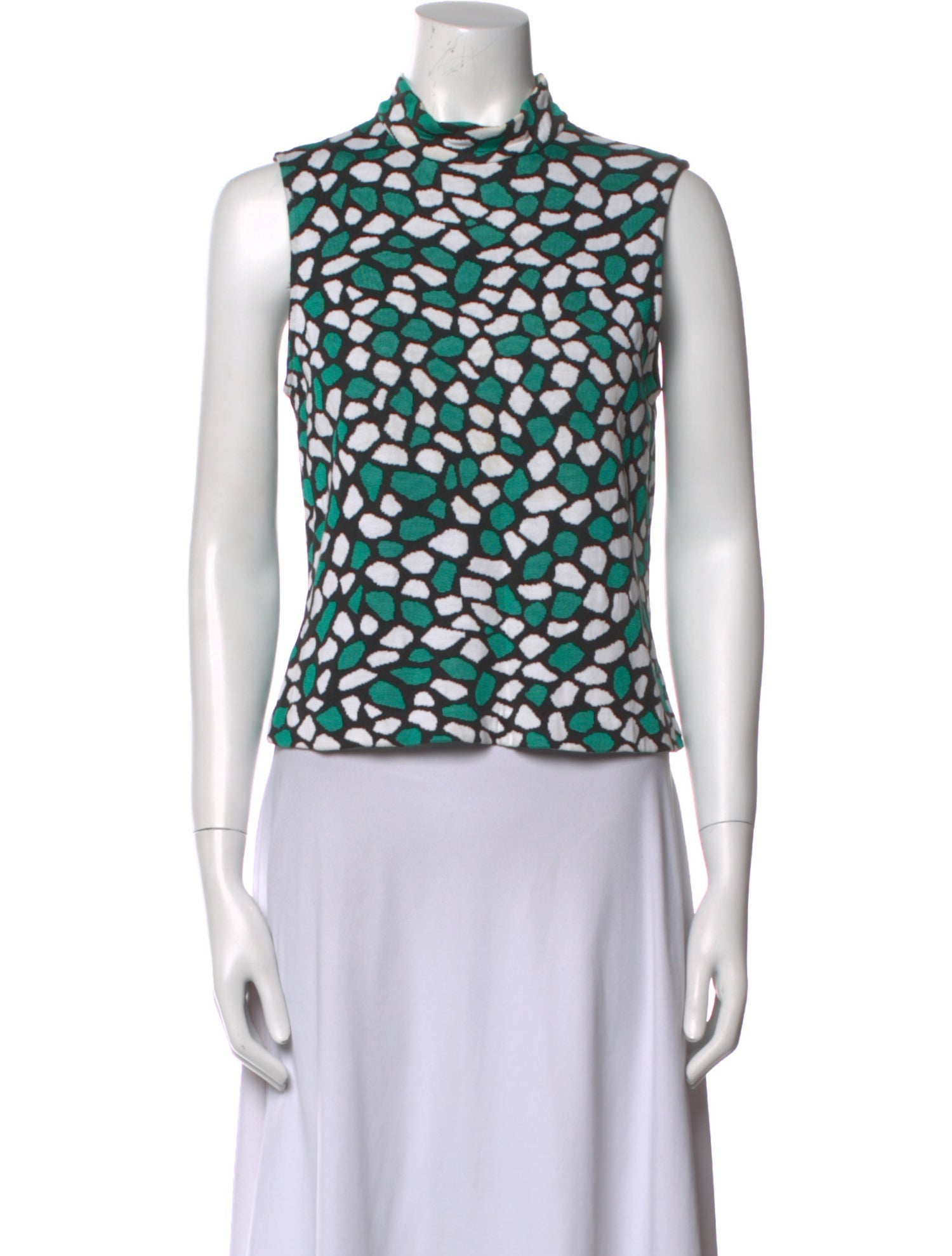 St. John Printed Mock Neck Top