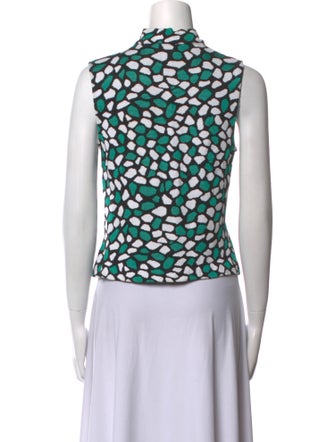 St. John Printed Mock Neck Top