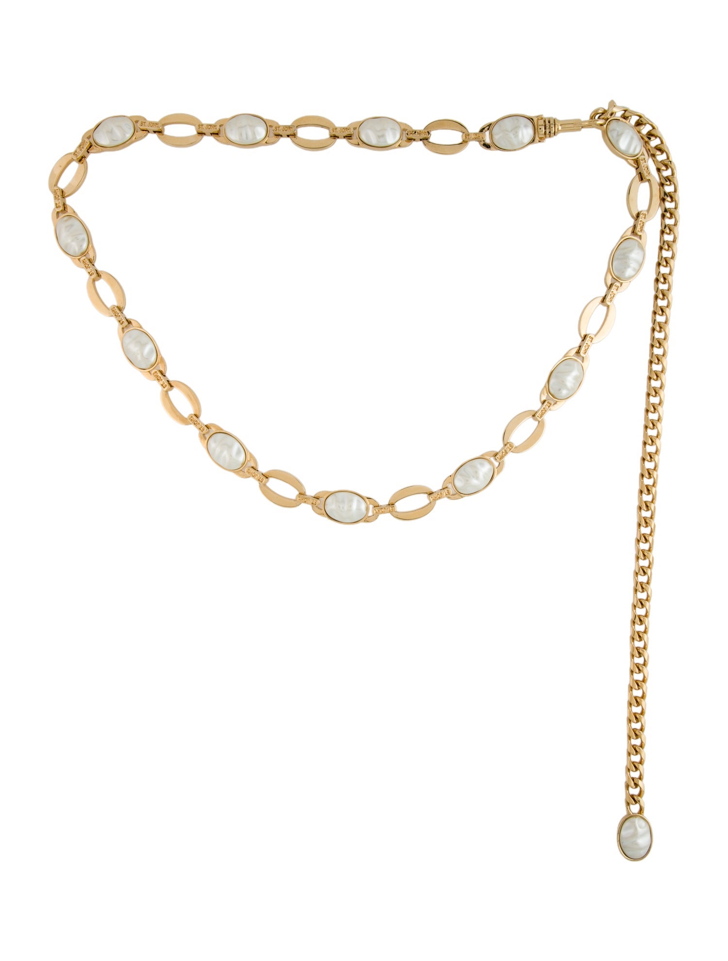 St. John Faux Pearl Accents Skinny Waist Belt