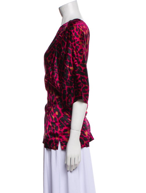 St. John Silk Animal Print T-Shirt