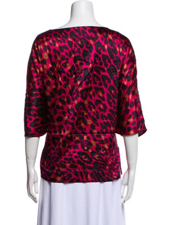 St. John Silk Animal Print T-Shirt