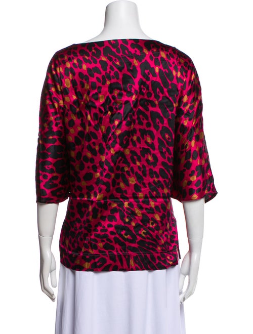 St. John Silk Animal Print T-Shirt