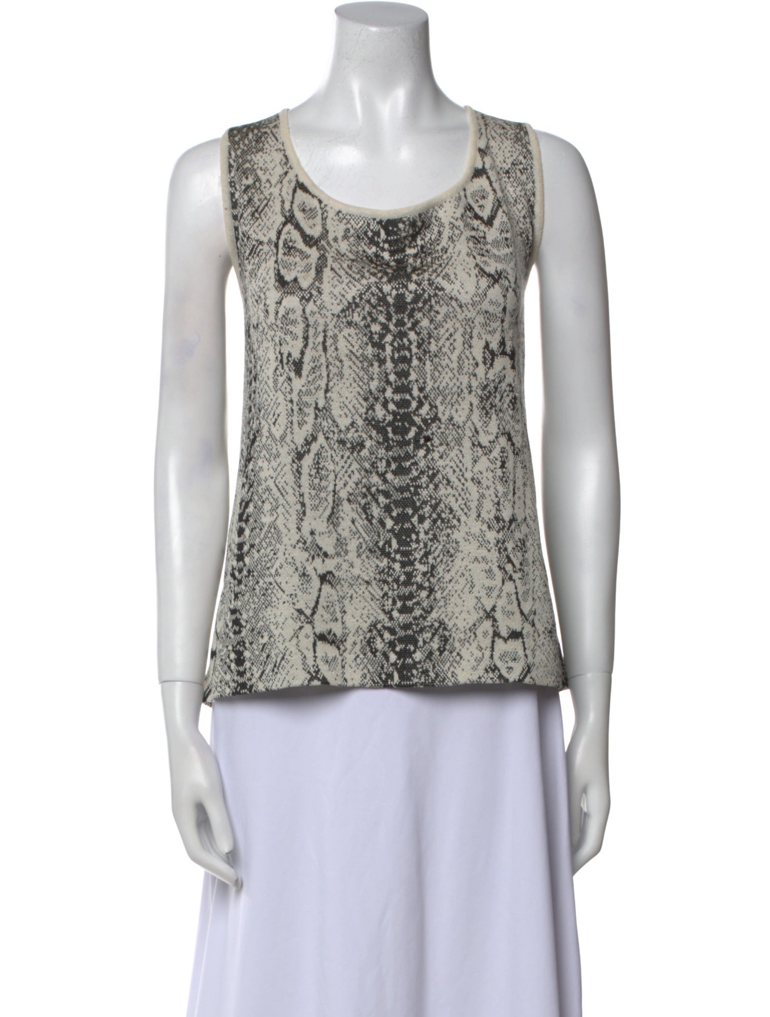 St. John Animal Print Scoop Neck Top