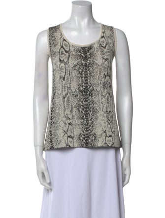 St. John Animal Print Scoop Neck Top