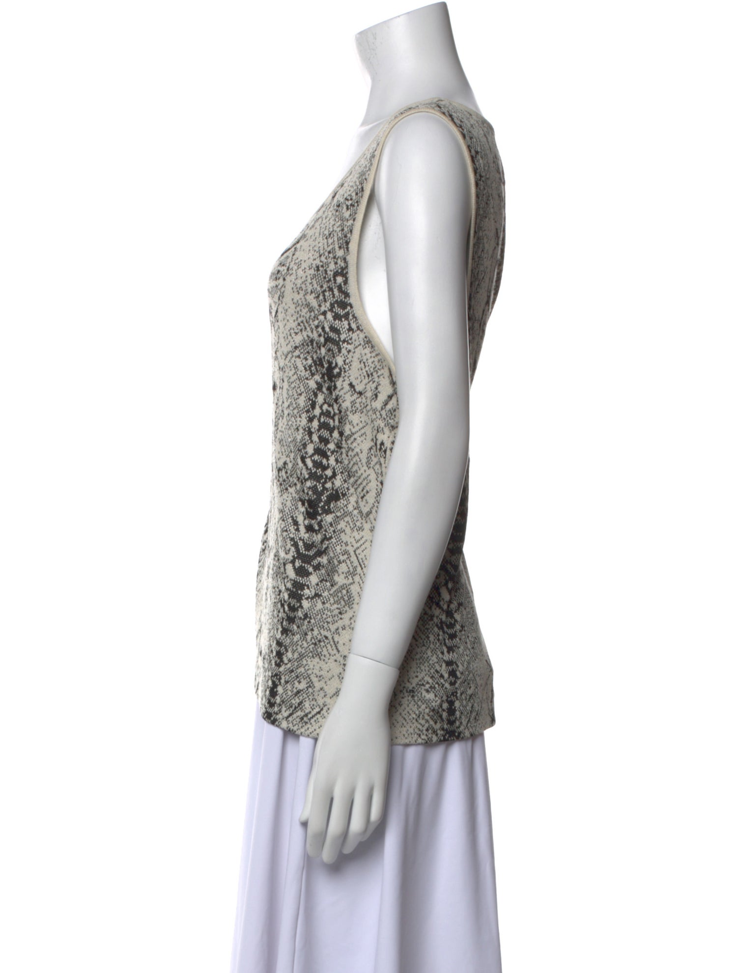 St. John Animal Print Scoop Neck Top