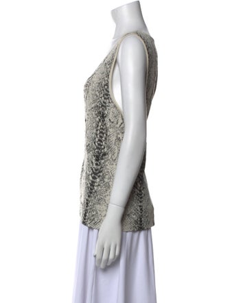 St. John Animal Print Scoop Neck Top