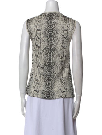 St. John Animal Print Scoop Neck Top