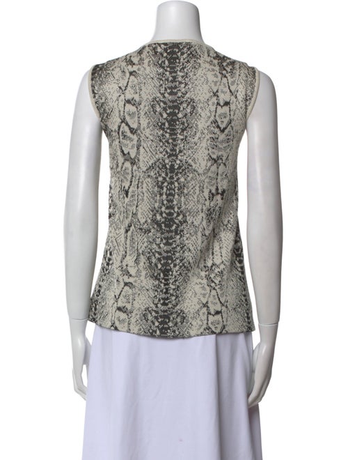 St. John Animal Print Scoop Neck Top