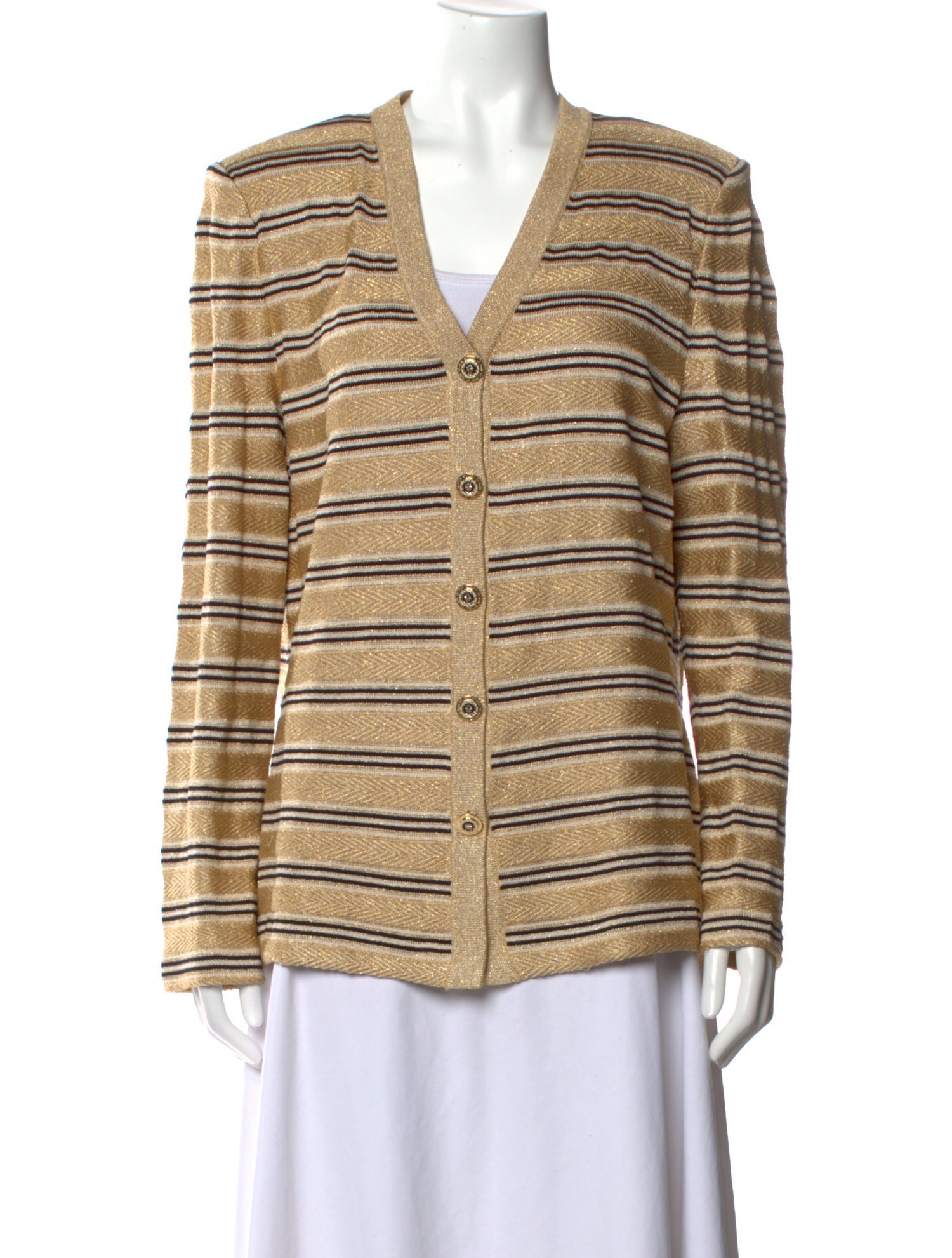 St. John Striped V-Neck Sweater