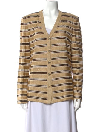 St. John Striped V-Neck Sweater