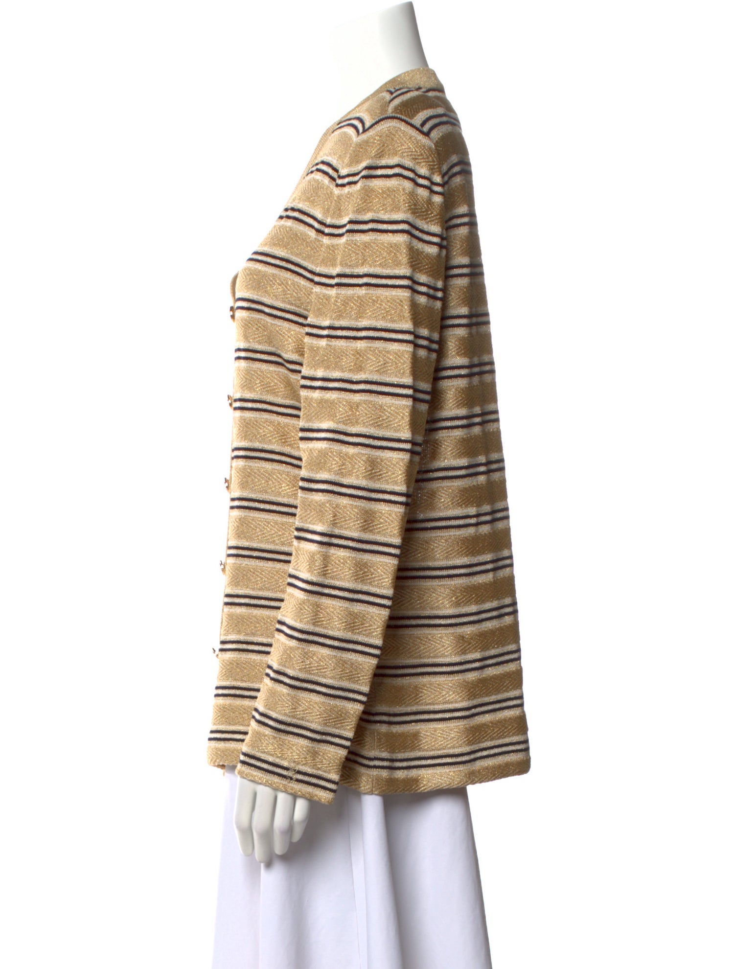 St. John Striped V-Neck Sweater