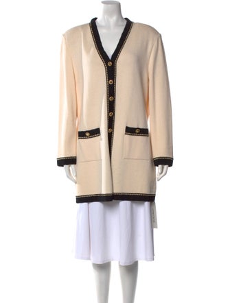 St. John Colorblock Pattern V-Neck Sweater