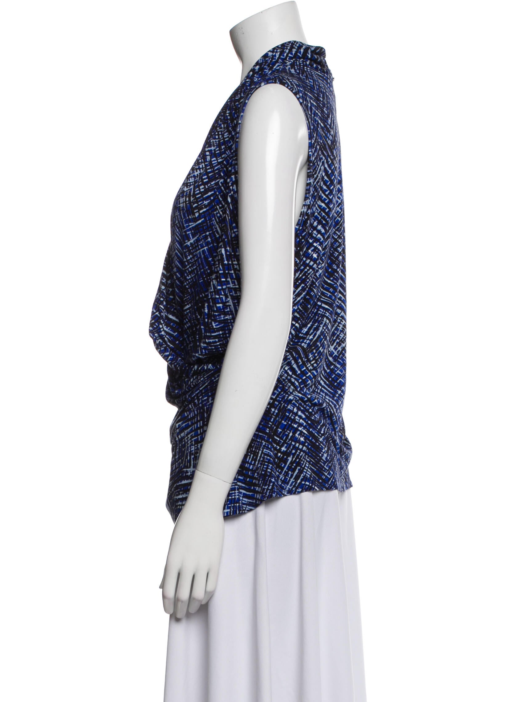 St. John Printed Cowl Neck Blouse