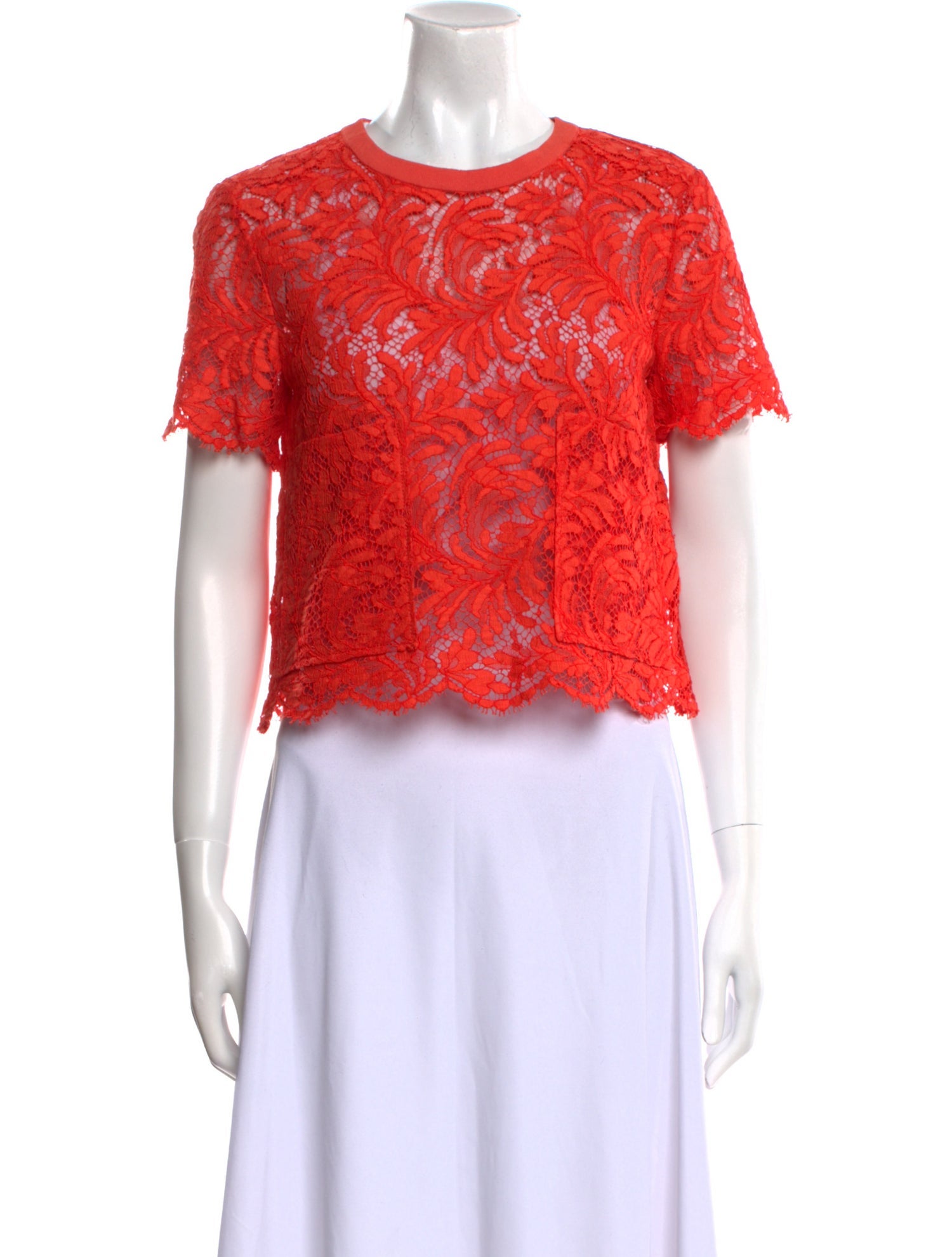 St. John Lace Pattern Crew Neck Crop Top w/ Tags