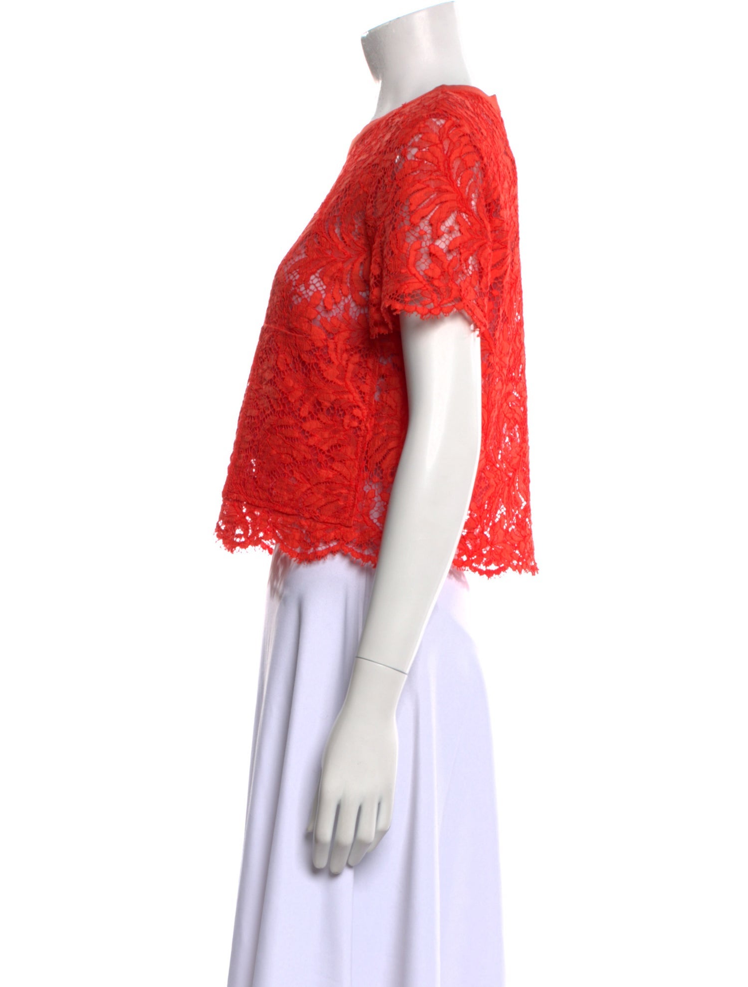 St. John Lace Pattern Crew Neck Crop Top w/ Tags