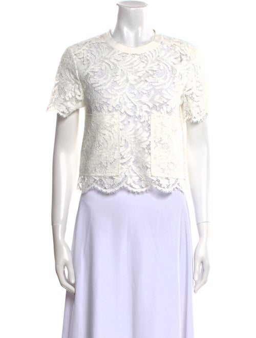 St. John Lace Pattern Crew Neck Crop Top