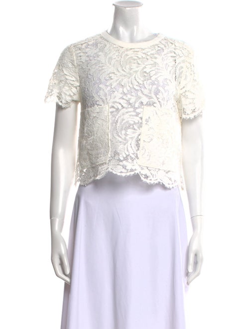 St. John Lace Pattern Crew Neck Crop Top