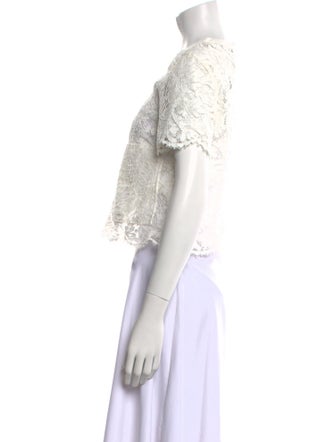 St. John Lace Pattern Crew Neck Crop Top