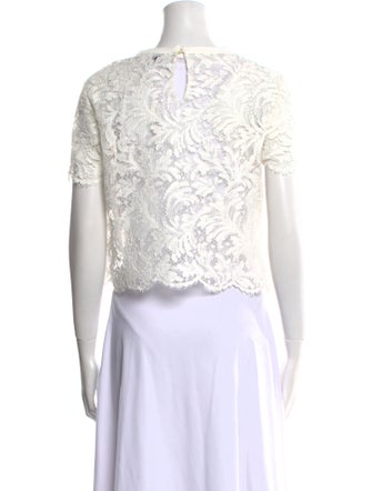 St. John Lace Pattern Crew Neck Crop Top