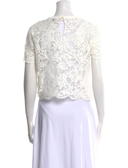 St. John Lace Pattern Crew Neck Crop Top