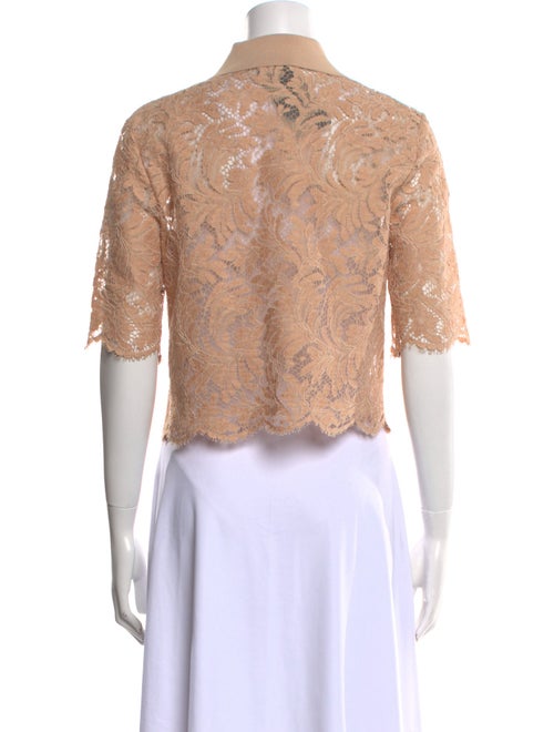 St. John Lace Pattern Short Sleeve Crop Top