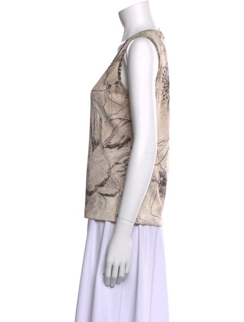 St. John Printed Scoop Neck Top