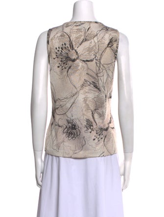 St. John Printed Scoop Neck Top