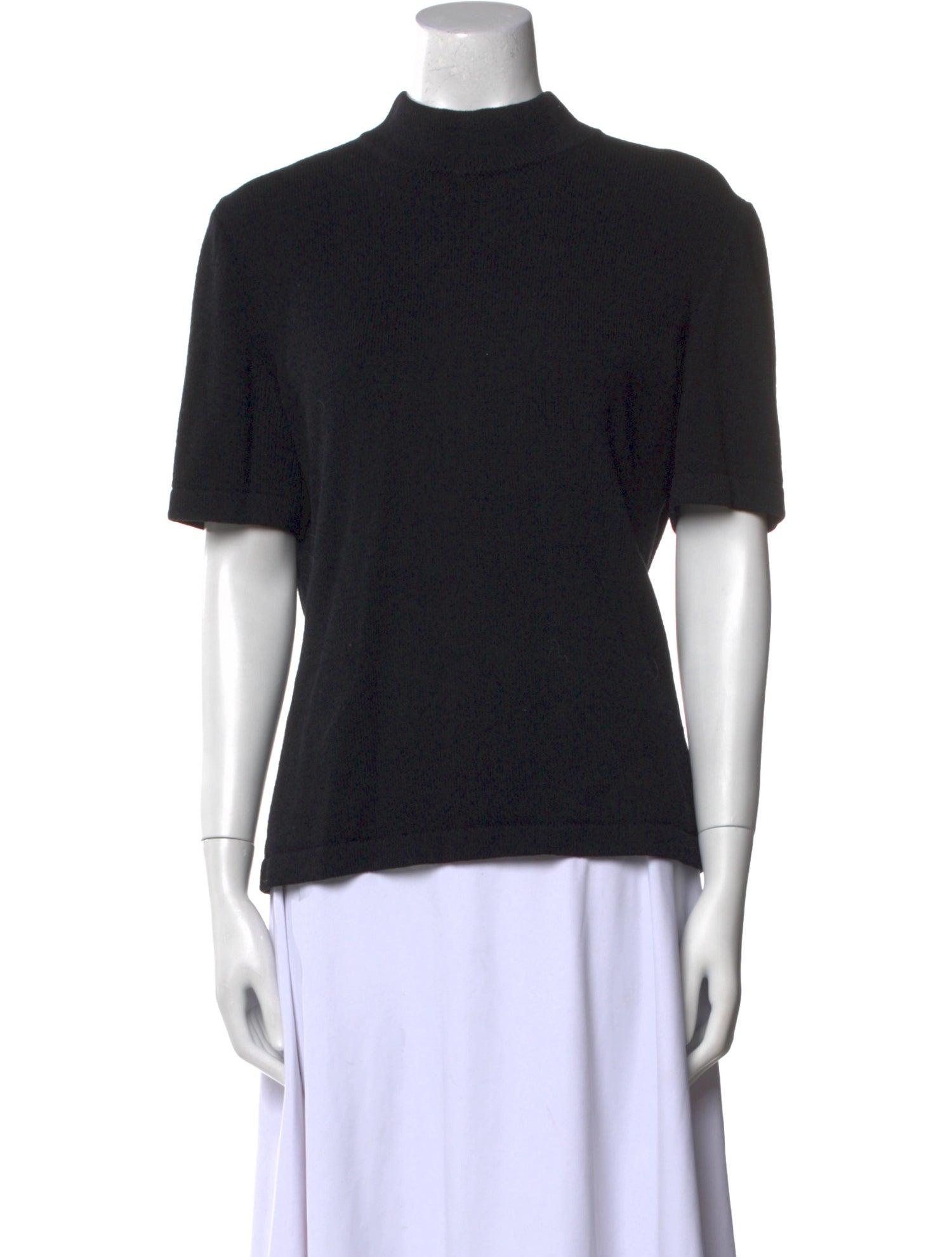 St. John Mock Neck Short Sleeve Top