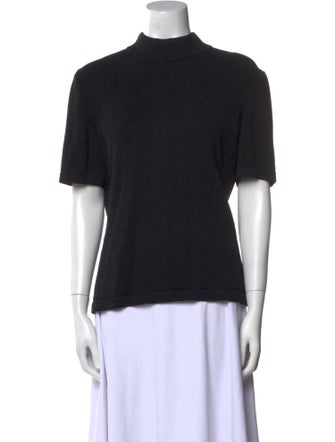 St. John Mock Neck Short Sleeve Top